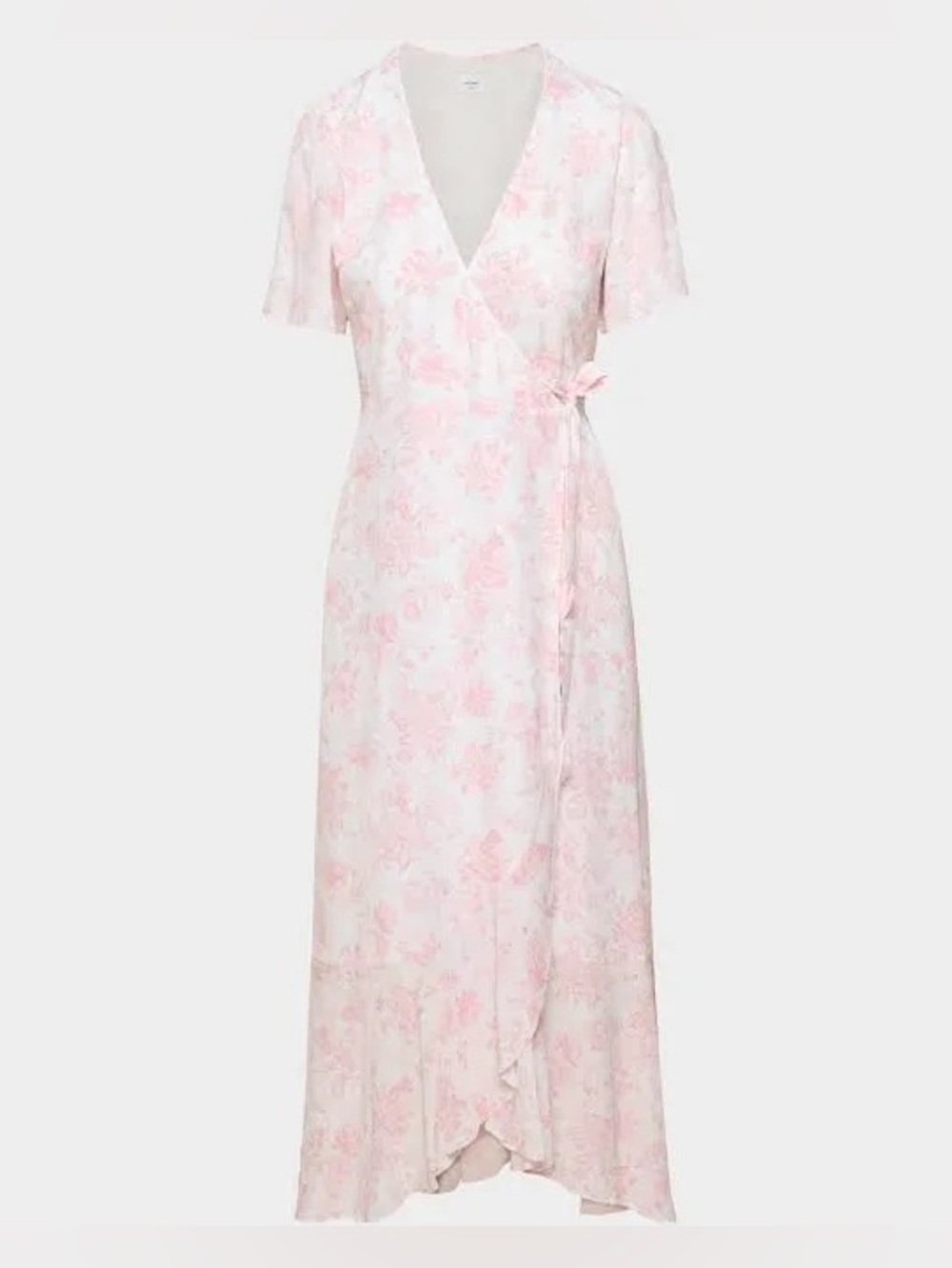 Aritzia Wilfred Gazette Floral Wrap Midi Dress White Pink Size L NW
